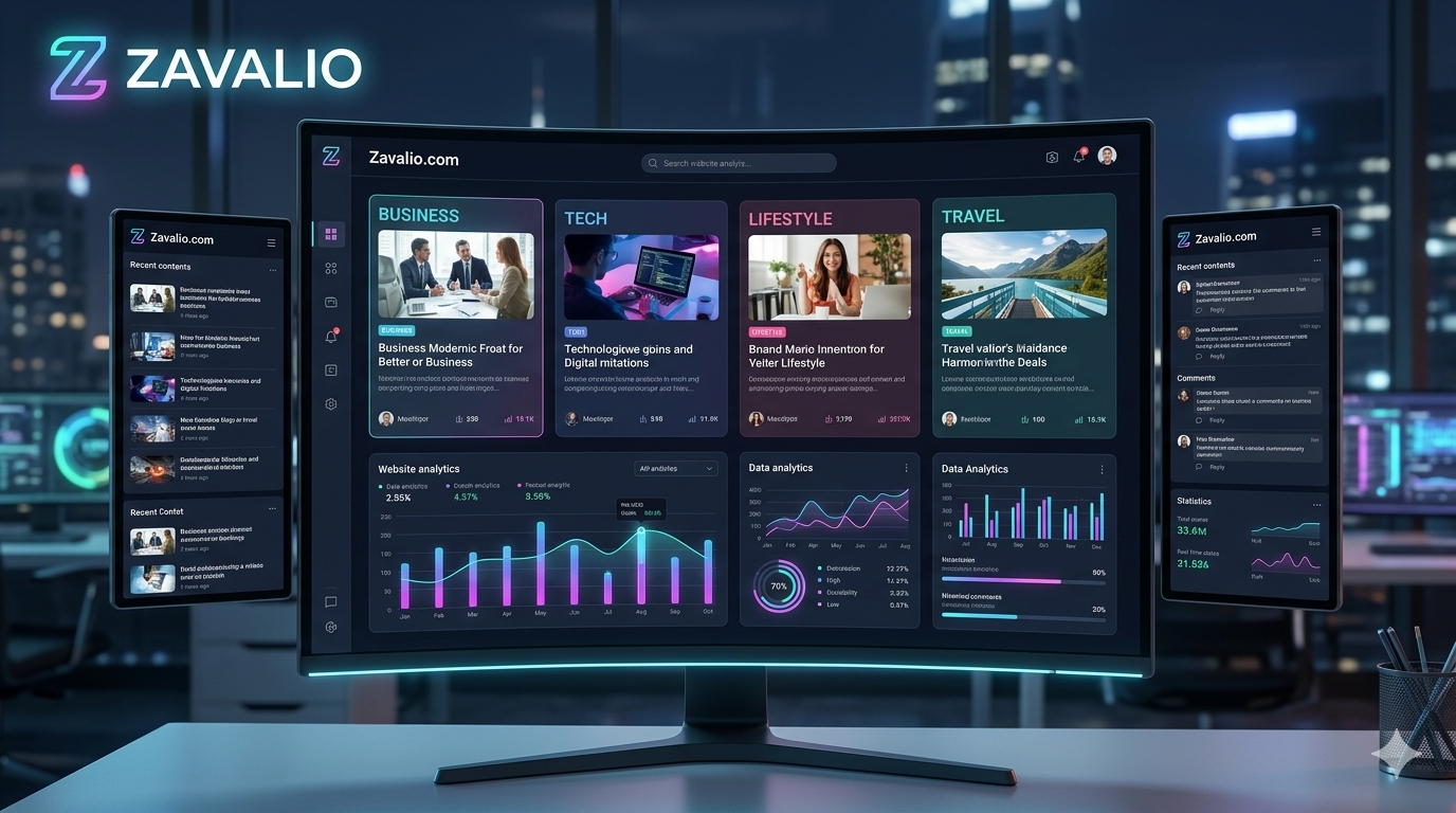 Zavalio.com platform interface showing multi-topic articles and digital content browsing experience in 2026