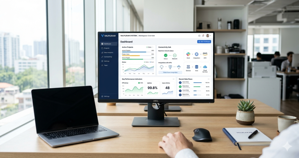 Valplekar system interface showcasing organized features and user-friendly design for efficient management